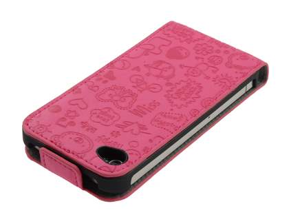 Lopez iPhone 4/4S Slim Synthetic Leather Flip Case - Hot Pink