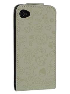 Lopez iPhone 4/4S Slim Synthetic Leather Flip Case - Beige