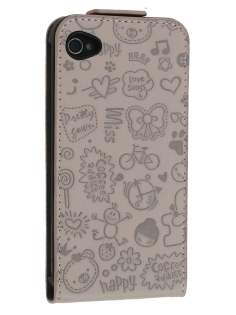 Lopez iPhone 4/4S Slim Synthetic Leather Flip Case - Thistle Grey