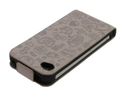 Lopez iPhone 4/4S Slim Synthetic Leather Flip Case - Thistle Grey