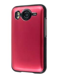 Brushed Aluminium Case for HTC Desire HD - Burgundy Red