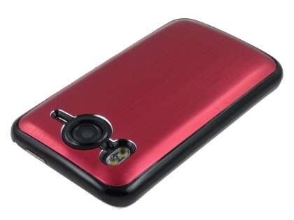 Brushed Aluminium Case for HTC Desire HD - Burgundy Red