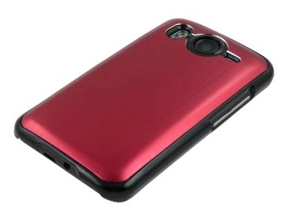 Brushed Aluminium Case for HTC Desire HD - Burgundy Red