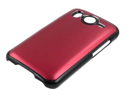 Brushed Aluminium Case for HTC Desire HD - Burgundy Red