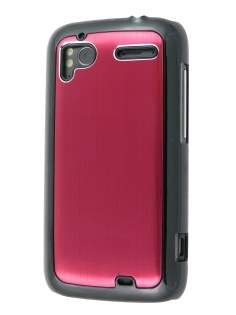 Brushed Aluminium Case for HTC Sensation - Burgundy Red