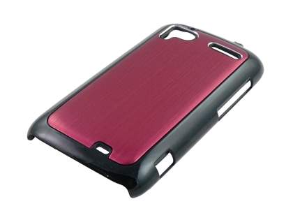 Brushed Aluminium Case for HTC Sensation - Burgundy Red