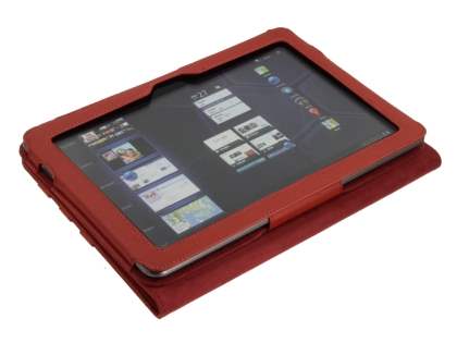 Samsung Galaxy Tab 10.1 Synthetic Leather Flip Case with Dual-Angle Tilt Stand - Red
