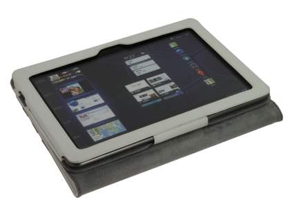 Samsung Galaxy Tab 10.1 Synthetic Leather Flip Case with Dual-Angle Tilt Stand - White