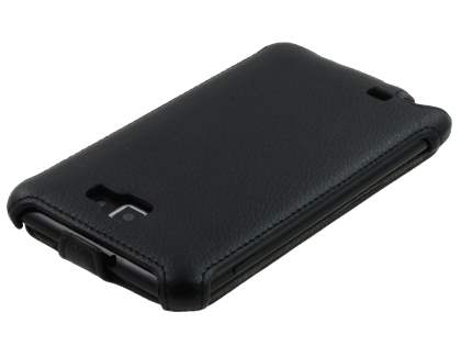 Samsung I9220 Galaxy Note Slim Synthetic Leather Flip Case - Classic Black