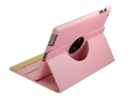 iPad 2/3/4 VELOCITY Synthetic Leather 360° Swivel Flip Case - Pink