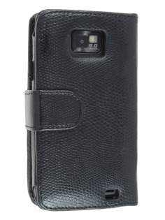 Samsung I9100 Galaxy S2  Synthetic Snakeskin leather Wallet Case - Classic Black