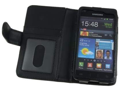 Samsung I9100 Galaxy S2  Synthetic Snakeskin leather Wallet Case - Classic Black