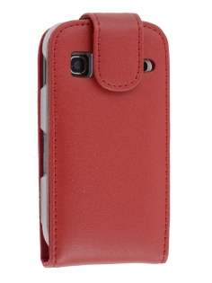 Samsung S5660 Galaxy Gio Genuine Leather Flip Case - Red
