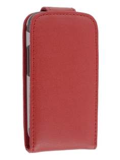 Samsung S5660 Galaxy Gio Genuine Leather Flip Case - Red