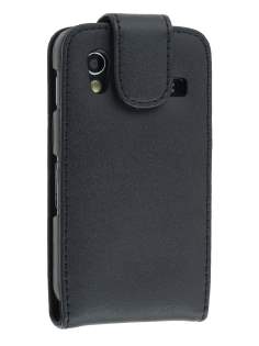 Samsung S5830 Galaxy Ace Genuine Leather Flip Case - Black
