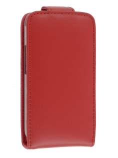 Samsung S5830 Galaxy Ace Genuine Leather Flip Case - Red