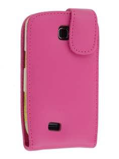 Samsung S5570 Galaxy Mini Genuine Leather Flip Case - Pink