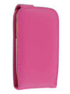 Samsung S5570 Galaxy Mini Genuine Leather Flip Case - Pink