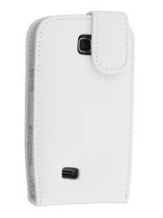 Samsung S5570 Galaxy Mini Genuine Leather Flip Case - White