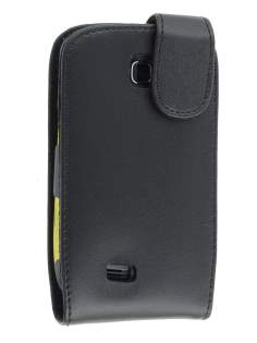 Samsung S5570 Galaxy Mini Genuine Leather Flip Case - Black