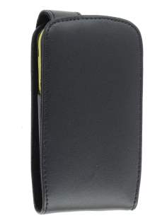 Samsung S5570 Galaxy Mini Genuine Leather Flip Case - Black