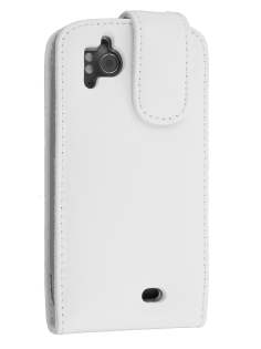 Genuine Leather Flip Case for HTC Sensation - White