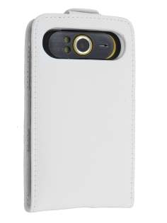 Genuine Leather Flip Case for HTC HD7 - White