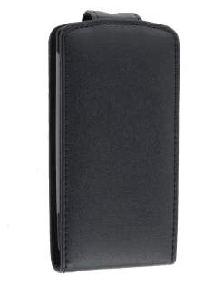 Genuine Leather Flip Case for Sony Ericsson XPERIA Neo - Classic Black