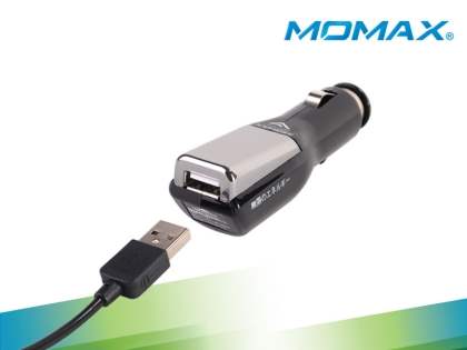 MOMAX Super 1A Car Charger & 30-pin to USB-A Cable for Apple - Black