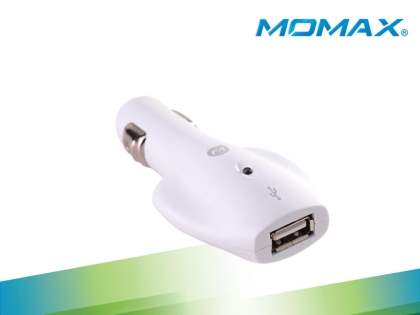 MOMAX Super 1A Car Charger & 30-pin to USB-A Cable for Apple - White