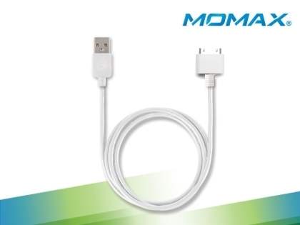 MOMAX Super 1A Car Charger & 30-pin to USB-A Cable for Apple - White