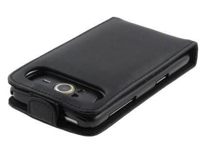 Genuine Leather Flip Case for HTC HD7 - Black