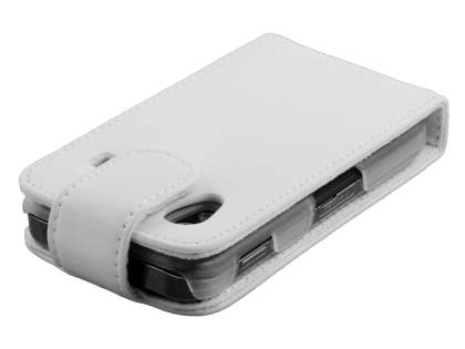 Samsung S5830 Galaxy Ace Genuine Leather Flip Case - White