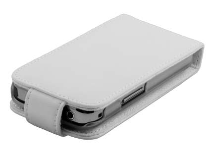 Samsung S5830 Galaxy Ace Genuine Leather Flip Case - White