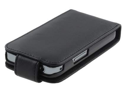 Samsung S5830 Galaxy Ace Genuine Leather Flip Case - Black