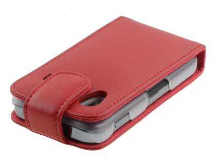 Samsung S5830 Galaxy Ace Genuine Leather Flip Case - Red