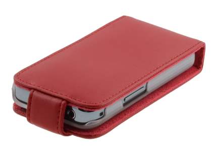 Samsung S5830 Galaxy Ace Genuine Leather Flip Case - Red
