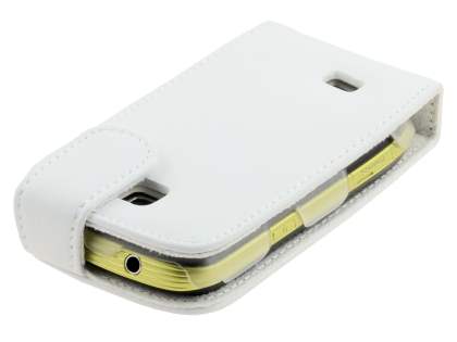 Samsung S5570 Galaxy Mini Genuine Leather Flip Case - White