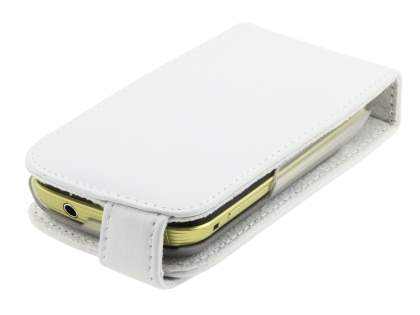 Samsung S5570 Galaxy Mini Genuine Leather Flip Case - White