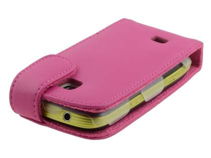 Samsung S5570 Galaxy Mini Genuine Leather Flip Case - Pink