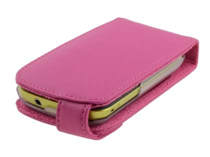 Samsung S5570 Galaxy Mini Genuine Leather Flip Case - Pink