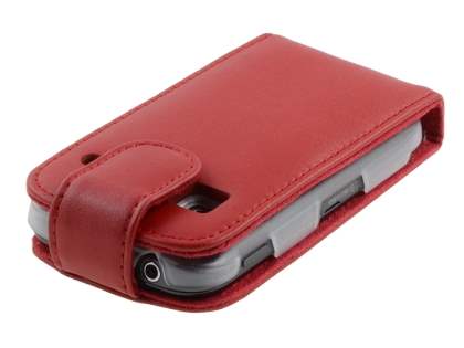 Samsung S5660 Galaxy Gio Genuine Leather Flip Case - Red