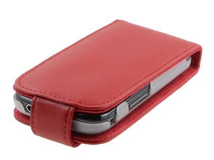 Samsung S5660 Galaxy Gio Genuine Leather Flip Case - Red