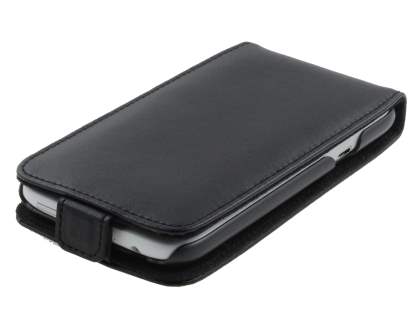 HTC Sensation XL Genuine Leather Flip Case - Black