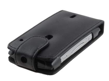 Genuine Leather Flip Case for Sony Ericsson XPERIA Neo - Classic Black