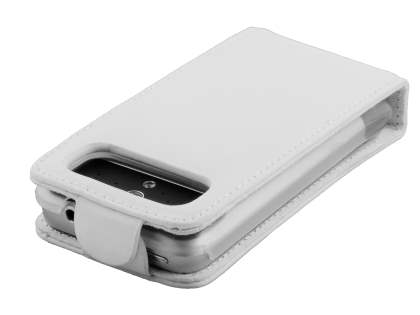 Genuine Leather Flip Case for HTC Legend - White