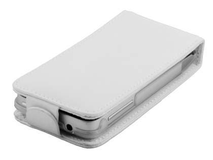 Genuine Leather Flip Case for HTC Legend - White