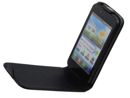Slim Synthetic Leather Flip Case for LG Optimus Black P970 - Black