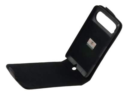 Genuine Leather Flip Case for HTC HD7 - Black