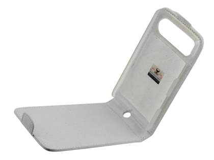 Genuine Leather Flip Case for HTC HD7 - White